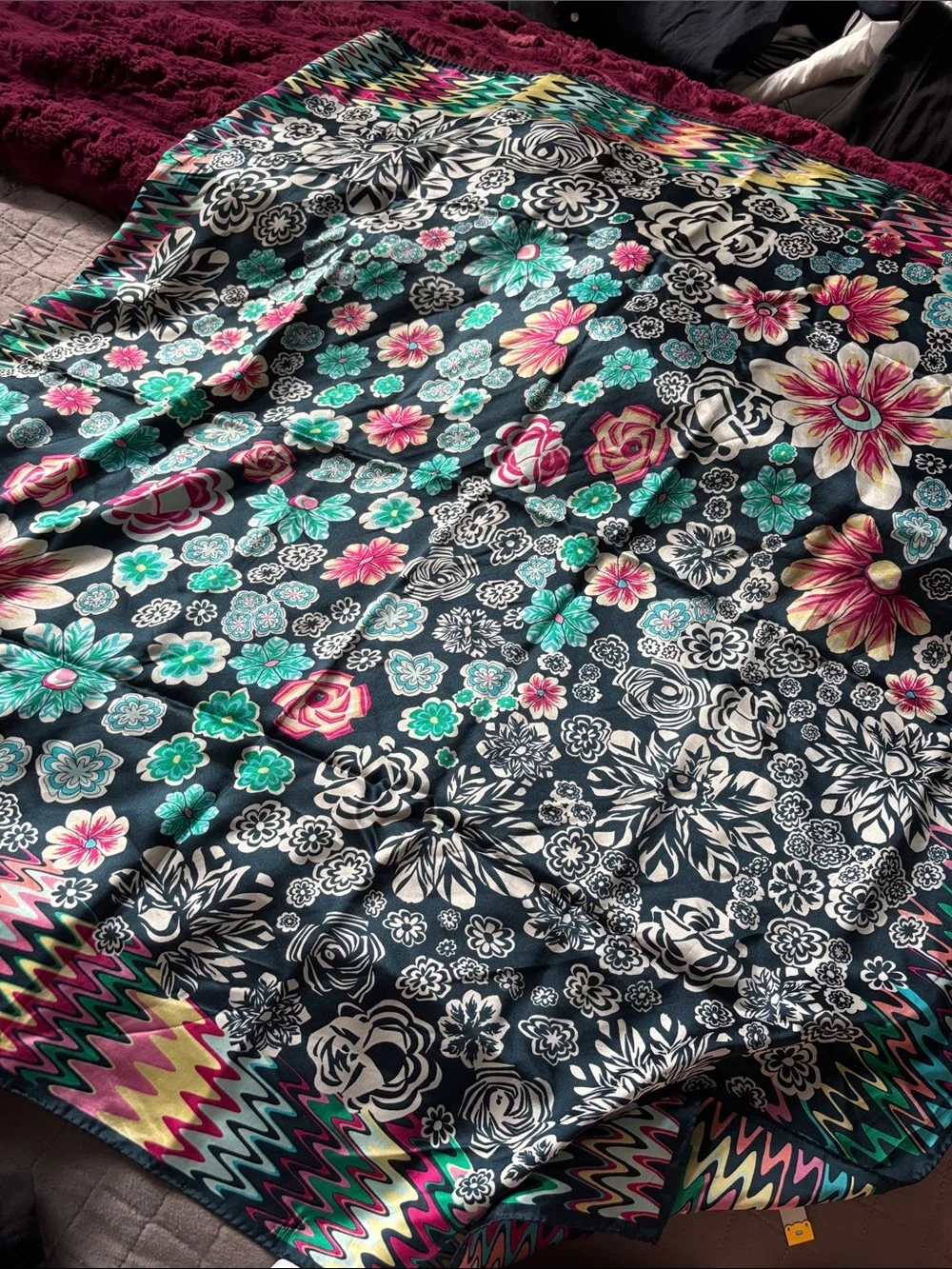 Missoni Floral Navy Multicolor Reversible scarf - Floral Pattern